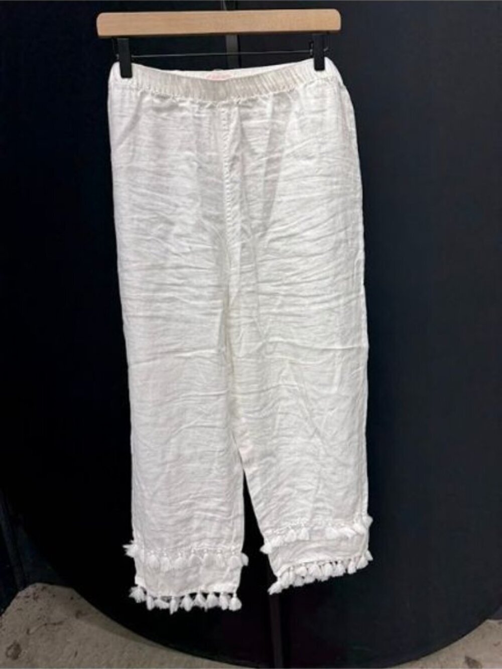 St. Tropez West White Tassel Linen Crop Patns